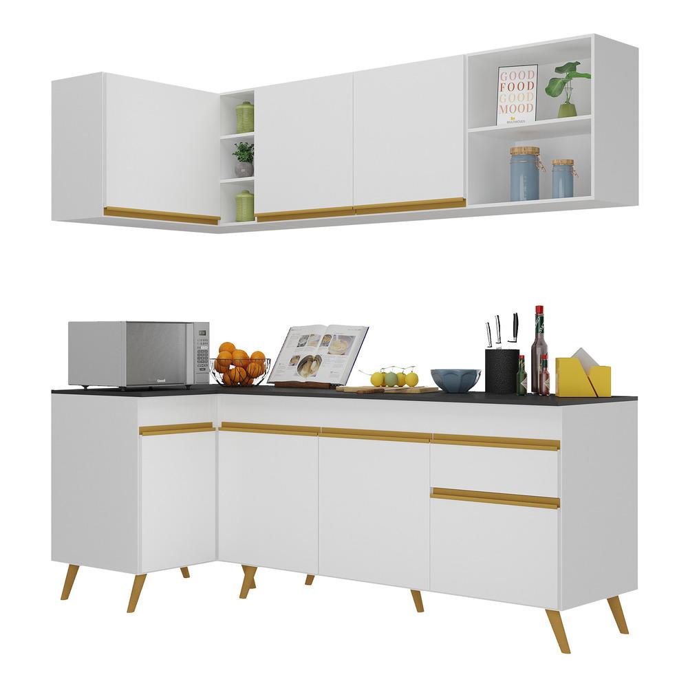 Cozinha Compacta de Canto Veneza GW Multimóveis MP2058 com Armário e Balcão Branca em Oferta na Shopee