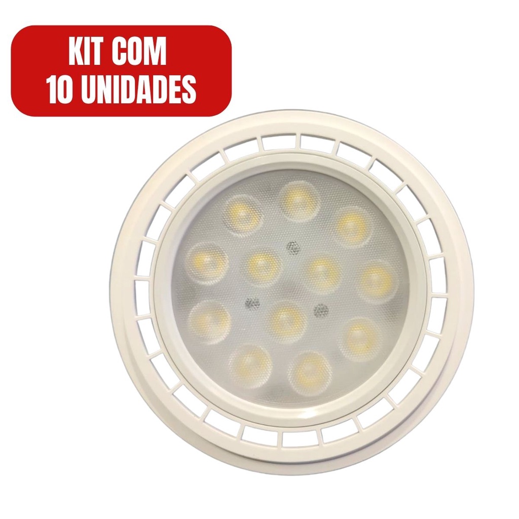 Kit 10 Lâmpadas Spot Led Ar111 Bivolt 12w Branco Frio 6500k em Oferta na Shopee