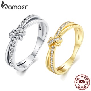 Bamoer 925 Silver Sterling Infinity Symbol E Anel De Nó De Prata Para Jóias De Moda Feminina