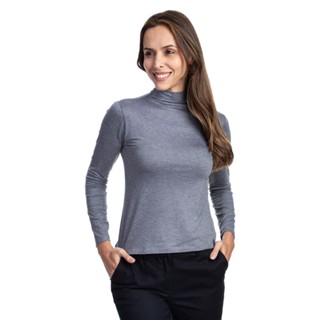 Blusa Feminina Gola Alta Cinza