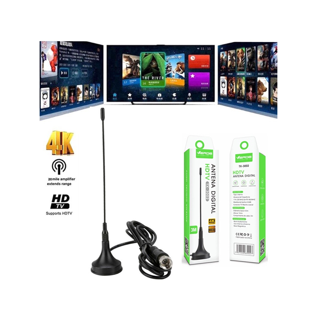 Antena TV Digital Interna/Externa Hdtv Uhf 3Metros