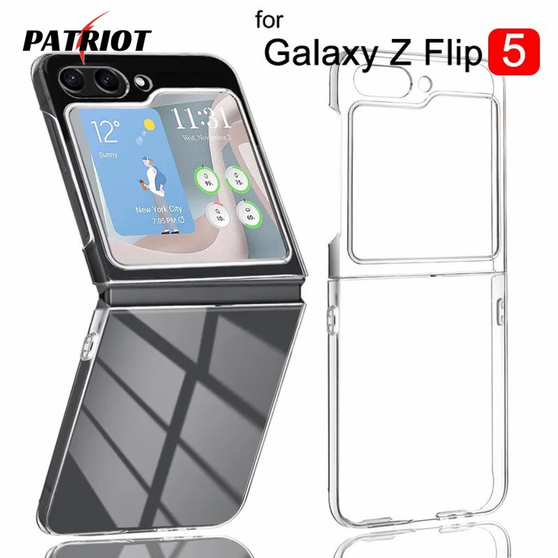 Compatível Com Samsung Galaxy Z Flip 5/Lente De Tela Externa Filme De Vidro Temperado/Protetor Traseiro Para Smartphone À Prova De Choque/Estojo Transparente Simples/Concha De Pára-Choques Resistente A Arranhões