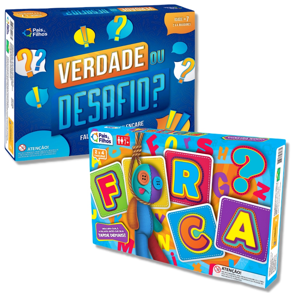 Jogo Verdade ou Desafio + Jogo da Forca kit Pais e Filhos