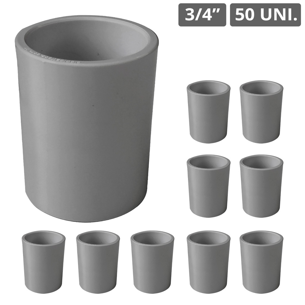 Kit 50 Pcs Luva Pvc Emenda P/Tubo Condulete Eletroduto Soldável 3/4' 25mm