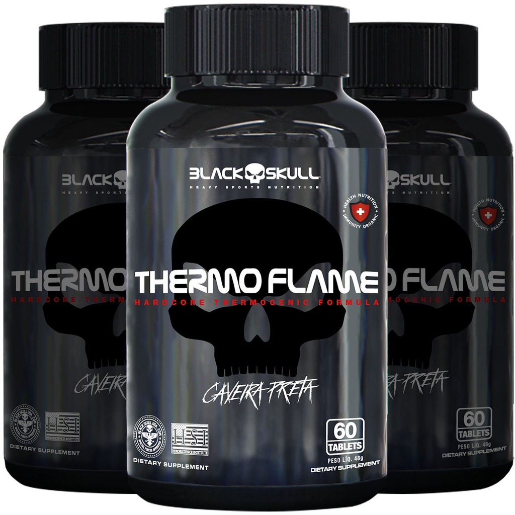 Kit 3x Termogênico Thermo Flame 60 tabletes - Black Skull