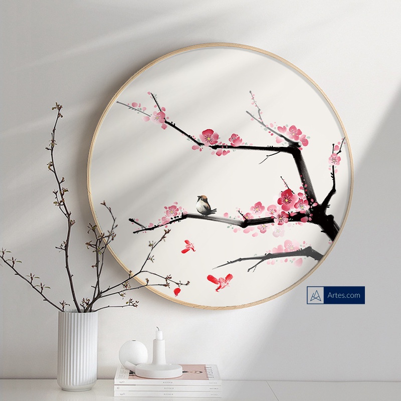 Quadros artísticos de parede da peônia, flor de ameixa chinesa, quadros de lótus, para sala de estar