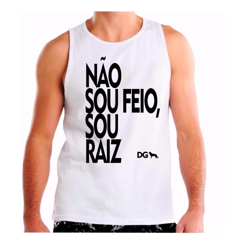 Camiseta Regata Masculina Frase Engraçada Feio Raiz Barato
