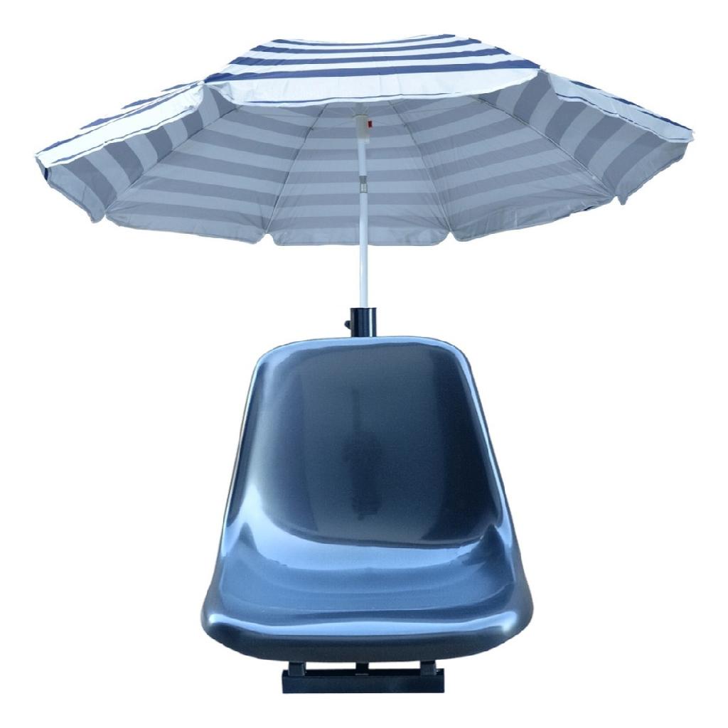 Cadeira Giratória para Barco Assento Anatômico em Polipropileno Azul com Suporte para Guarda-Sol