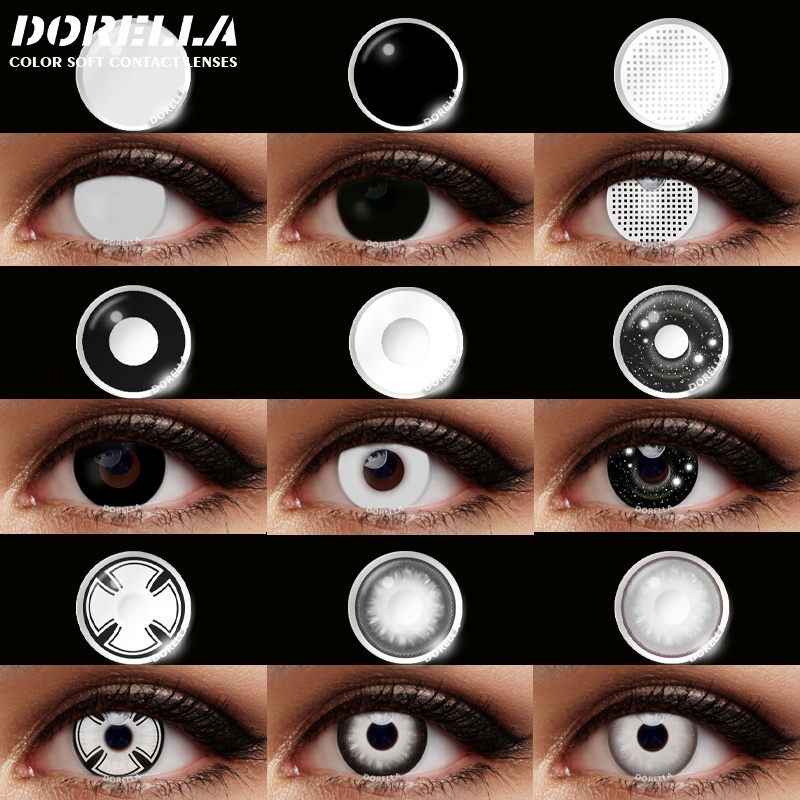 Dororella 1 Par De Lentes De Contato Para cosplay Coloridas Olhos anime Preto Branco Lente Os Cosméticos