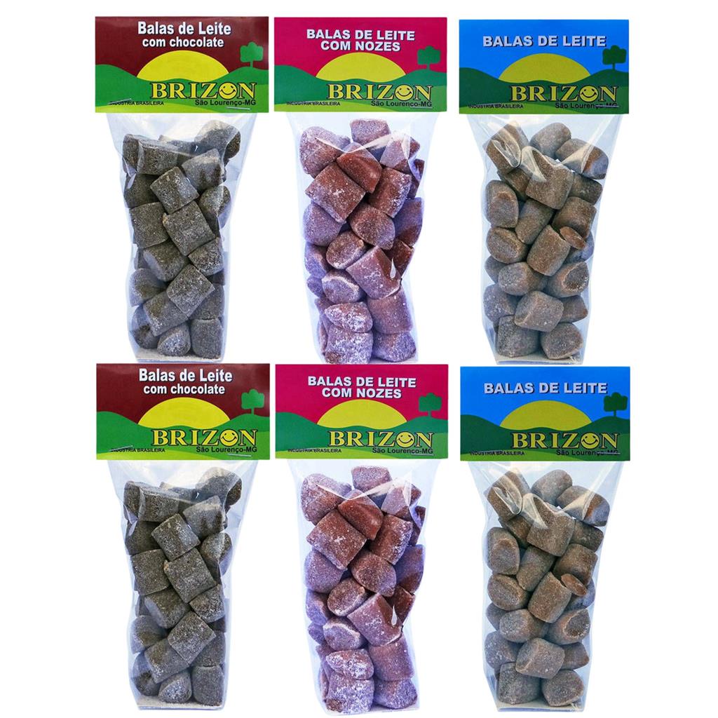 KIT BALA DE LEITE BRIZON PURA CHOCOLATE NOZES 6 UND ACUCAR
