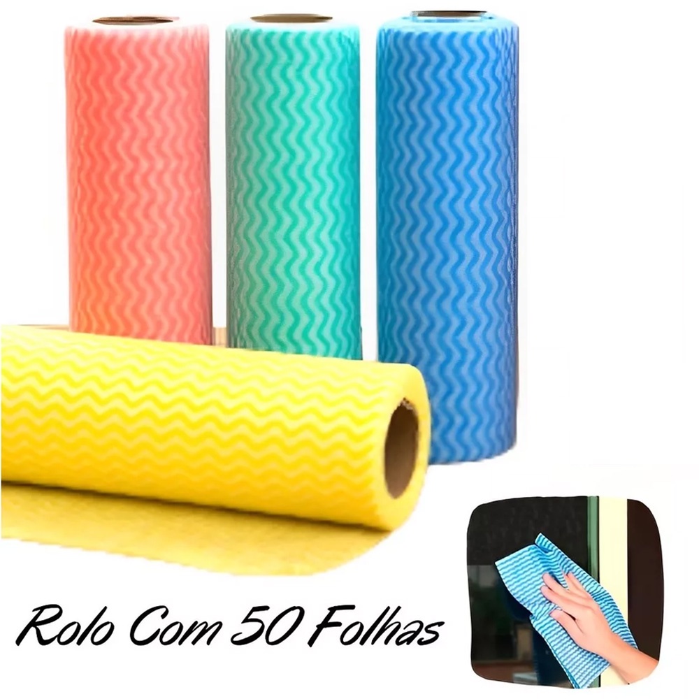 Panos Multiuso Limpeza Diária 25x30cm Antibacteriano Rolo 50 Panos Limpeza Pia Moveis Tipo Perfex em Oferta na Shopee