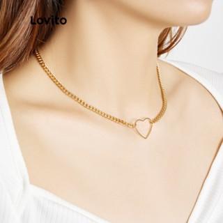 Lovito Casual Colares de Gargantilha de coração em Forma de Coração L18M135(Ouro)