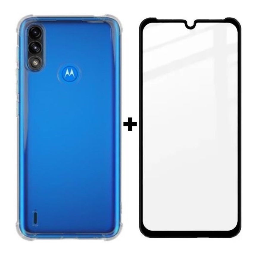 Capa Anti Shock Para Motorola Moto E7 Power + Película Vidro