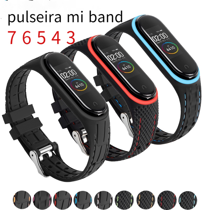 Textura Em Relevo Pulseira De Silicone Para Xiaomi mi band 7 6 5 4 3 Cinto Esportivo Reposição Smartwatch 3 4 5 6 7