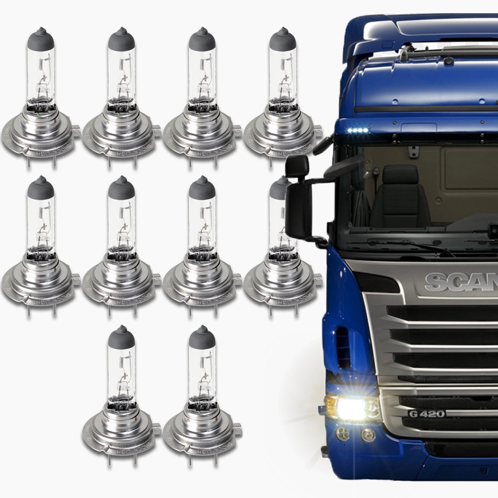 Kit com 10 Lâmpadas Automotiva Halógena H7 24v Px26d 70w para Farol de CaminhãO Automotivo em Oferta na Shopee