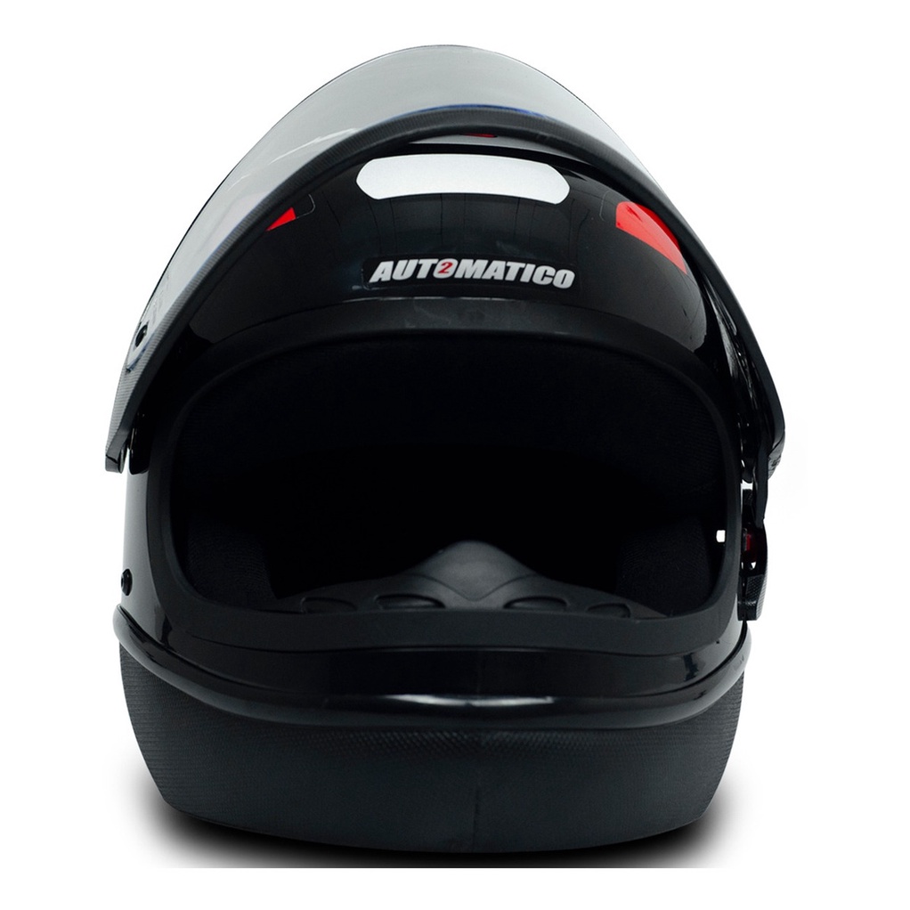Detalhes do Capacete Fechado Moto Preto Com Vermelho Automático Tam 56