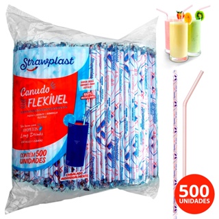 Canudos Flexíveis com Sachês individuais Diâmetro de 6mm  Pacote com 500 unidades Strawplast em Oferta na Shopee