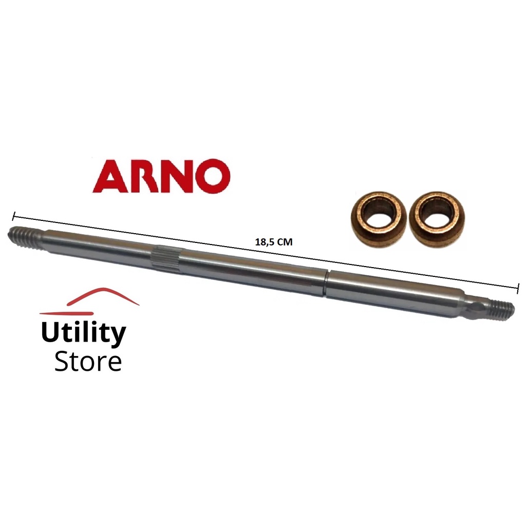Kit com Eixo e 2 Buchas Bronze Original Ventilador Arno TS 40 cm 18,5 cm Frisado