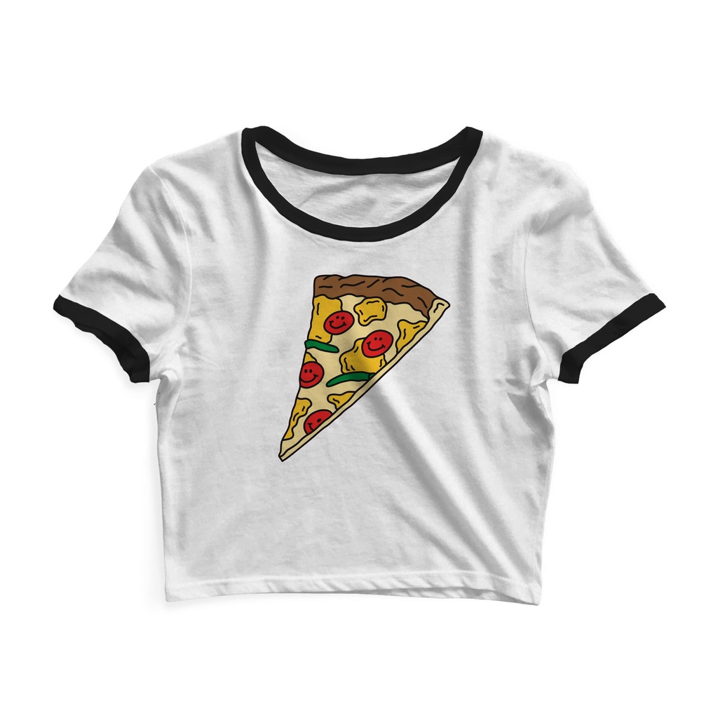 Cropped Blusinha As Braba Fatia Pizza Smile Branco