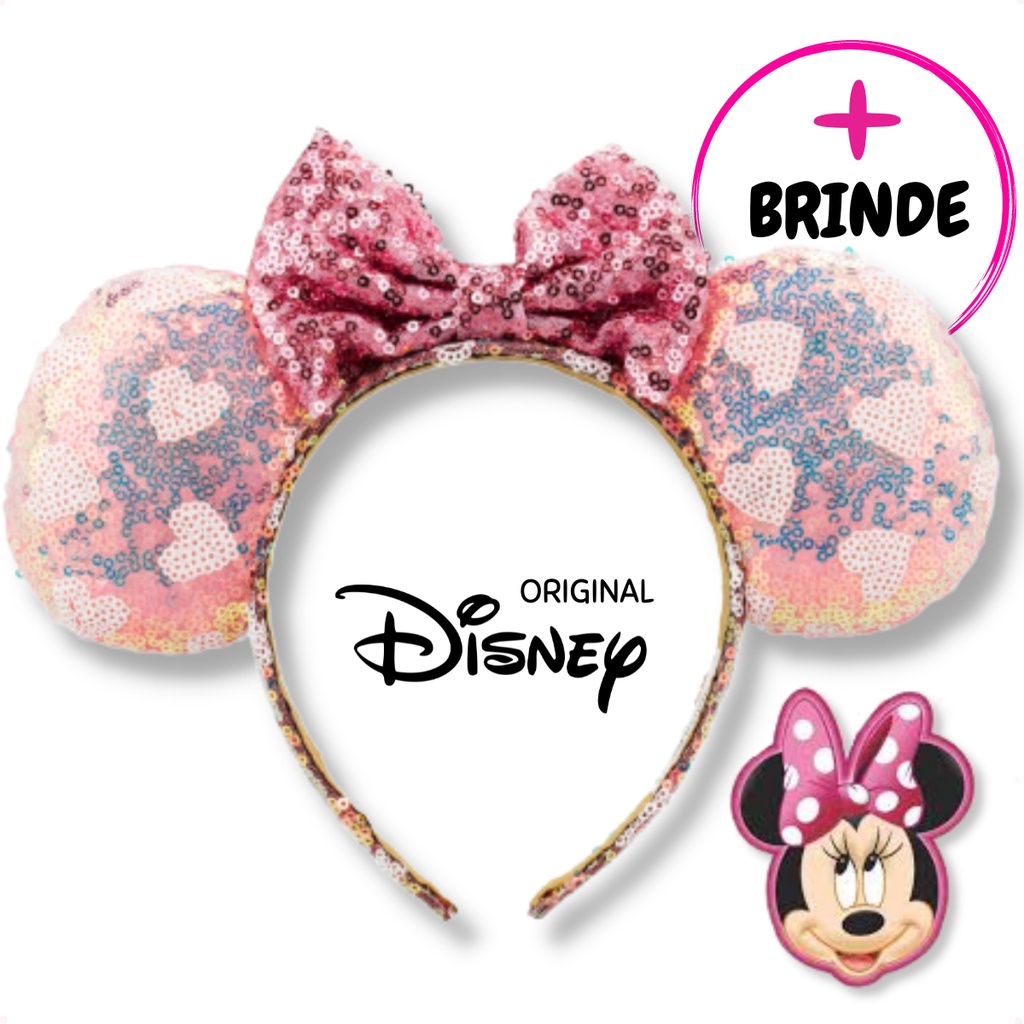 Orelha Minnie Rosa Viagem Festa Fantasia Tiara Arquinho Arco Diadema Coroa Disney Original em Oferta na Shopee