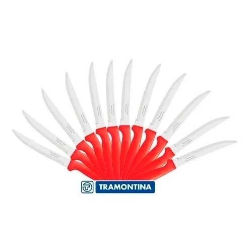 12 Facas de Serra De Mesa Inox Tramontina Ipanema Vermelho - Home & Living