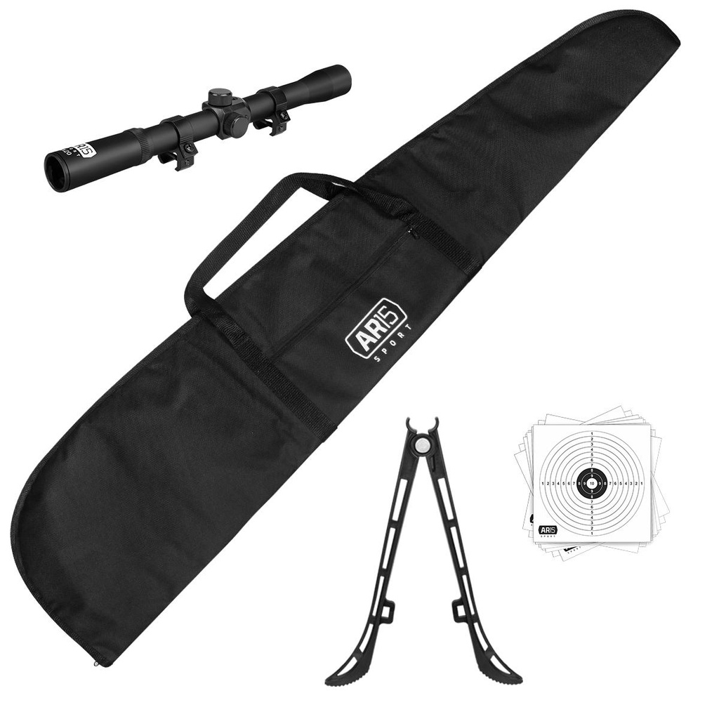 Bipé AR15 Sport + Luneta 4x20 Trilho 11mm + Alvo Papel