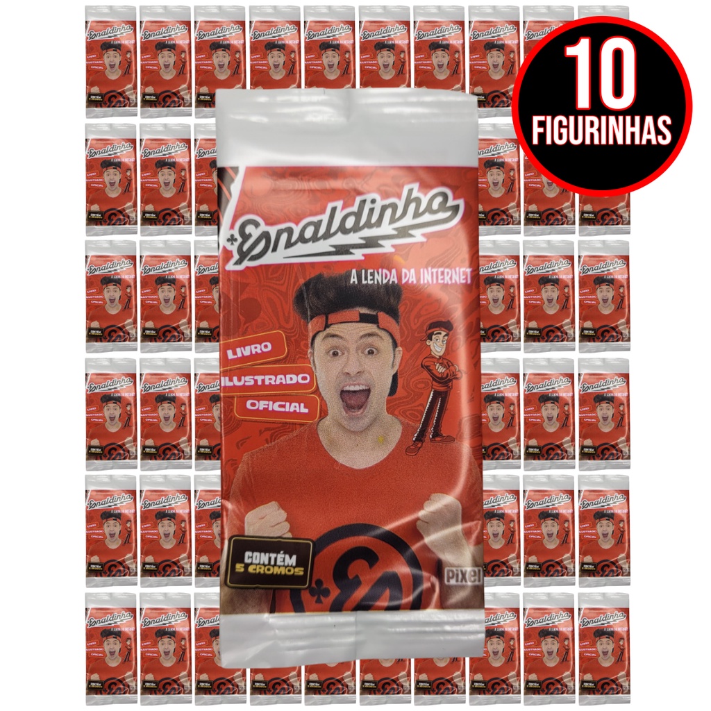 Pack com 10 Figurinhas do Álbum do Enaldinho (02 Envelopes) A Lenda Da Internet Youtuber