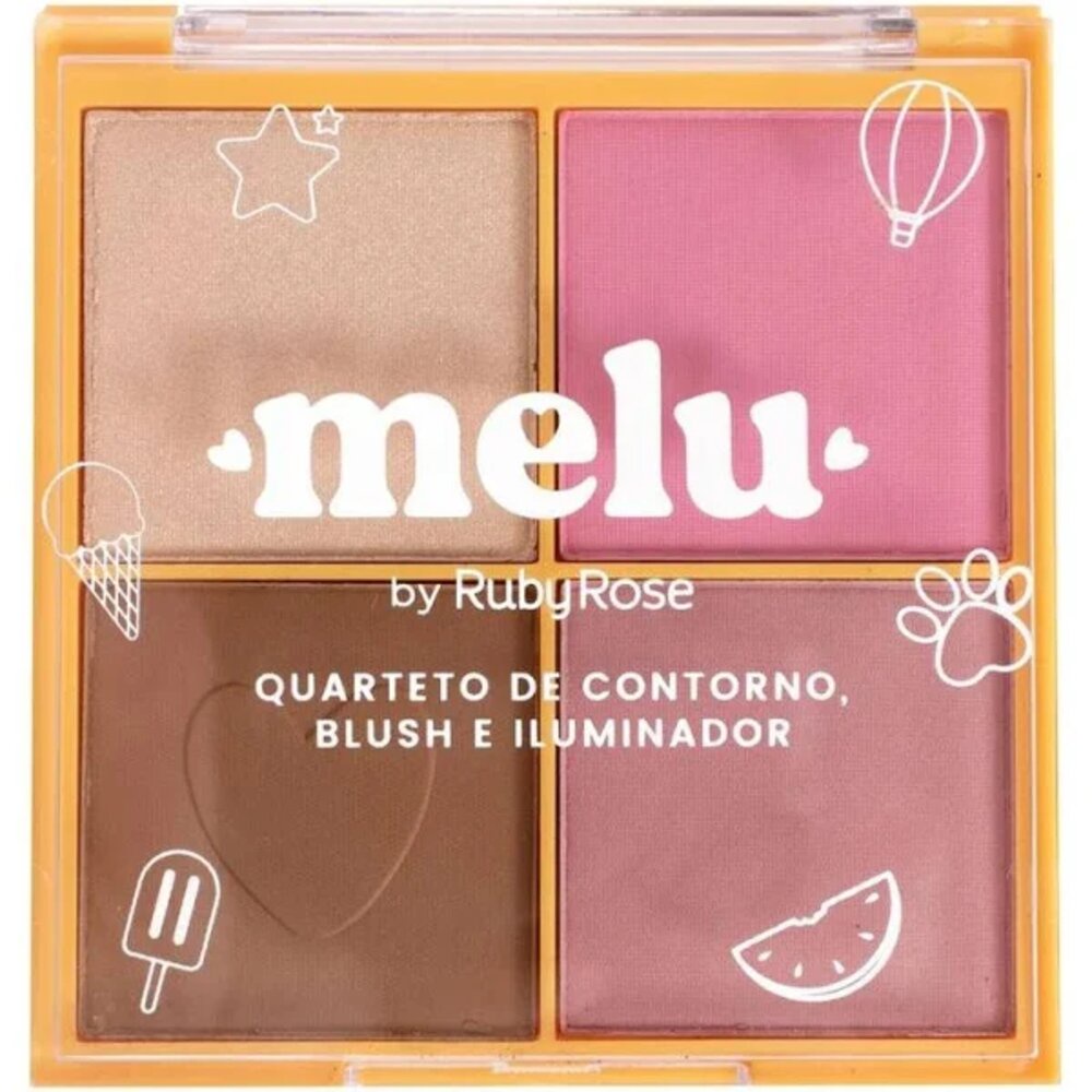 Ruby Rose Melu RR7531 Quarteto Blush e Iluminador Multifuncional 9g