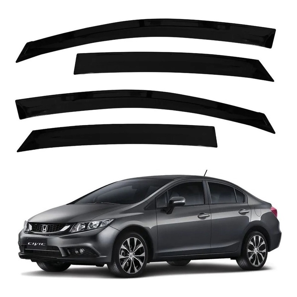 Calha De Chuva Defletor Honda Civic 2012 A 2016 4 Portas Fume Ecoflex 78.005A