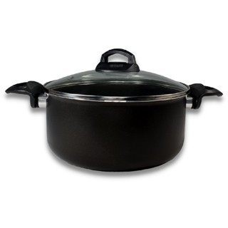 Panela Caçarola Plus TAMANHO GRANDE 24 cm Tampa de Vidro Antiaderente 5 Camadas de Teflon Cor Grafite Preto