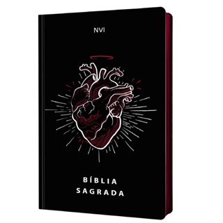 Bíblia Sagrada Coração Redimido | Capa Dura NVI | Palavras de Jesus em Vermelho | Dia Pais Presente Comemoração Papai