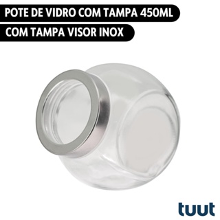 Pote Baleiro de Vidro Com Tampa Visor Inox 450ml Tuut Yazi em Oferta na Shopee