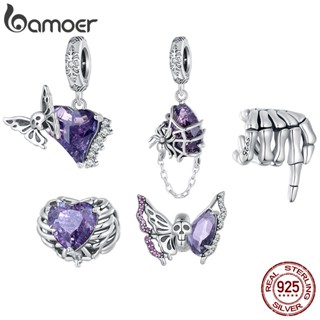 BAMOER 925 Silver Sterling Halloween Seires of Skeleton Hand/Heart-shaped/Butterfly/Spider Beads DIY Acessórios Para Presentes