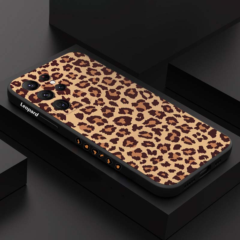 Capa De Proteção Com Estampa De Leopardo Para Galaxy S25 S22 S23 Ultra S24 Plus S23 FE Silicone Macio