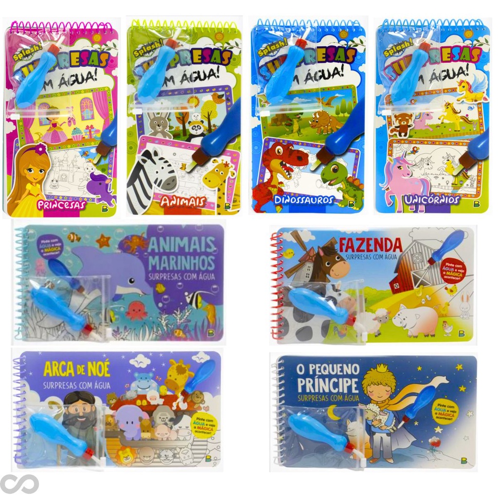 Livro de Colorir Infantil Aqua Book Água Book Surpresas com Água em Oferta na Shopee