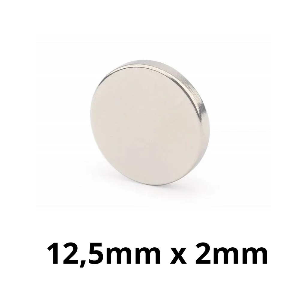 Kit 5 Peças Imã Neodímio Potente Disco Magnético N35 12,5x2 mm Pastilha Redondo Pequeno Super Forte