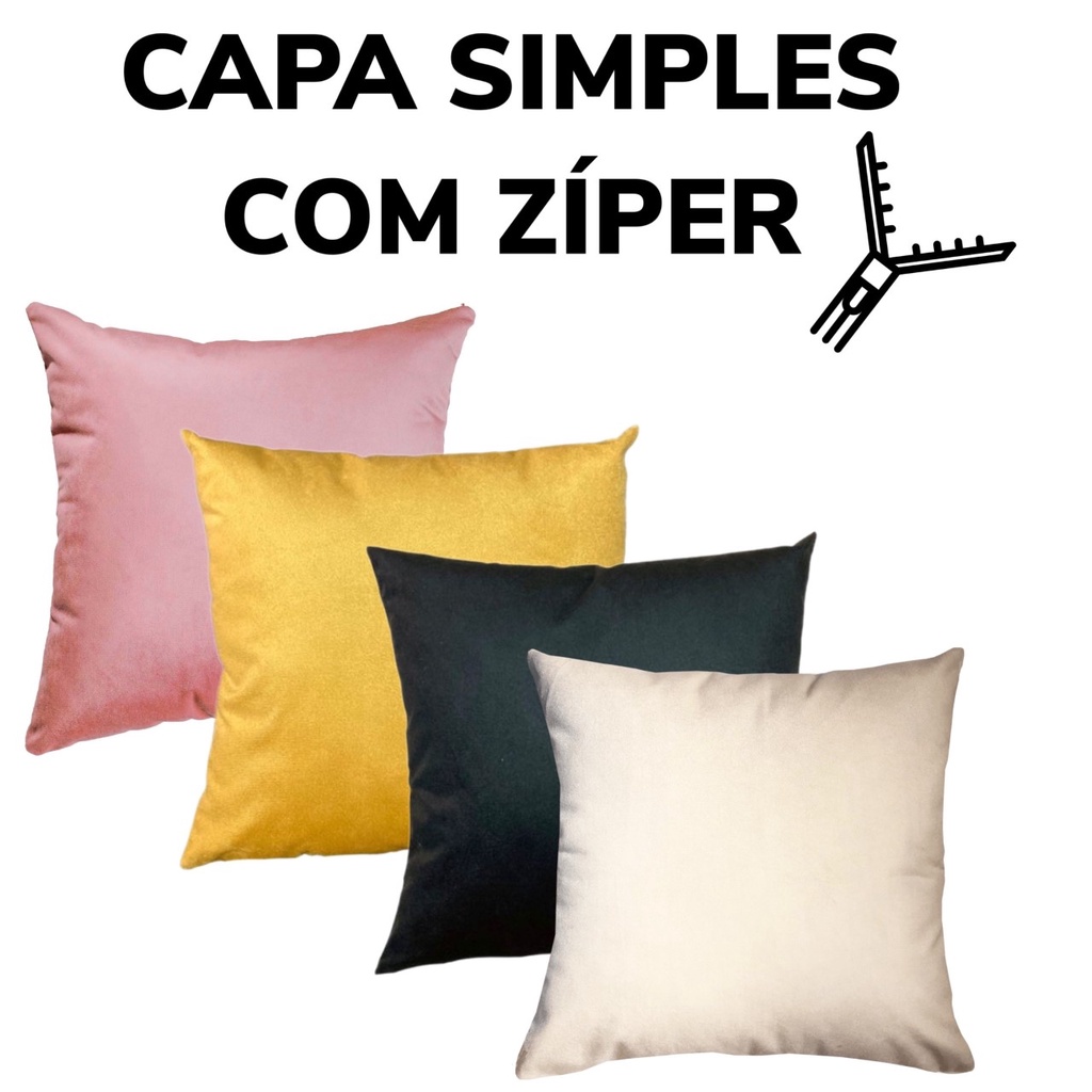 CAPA PARA ALMOFADA SIMPLES 40X40 COM ZÍPER INVISIVEL EM TECIDO SUEDE