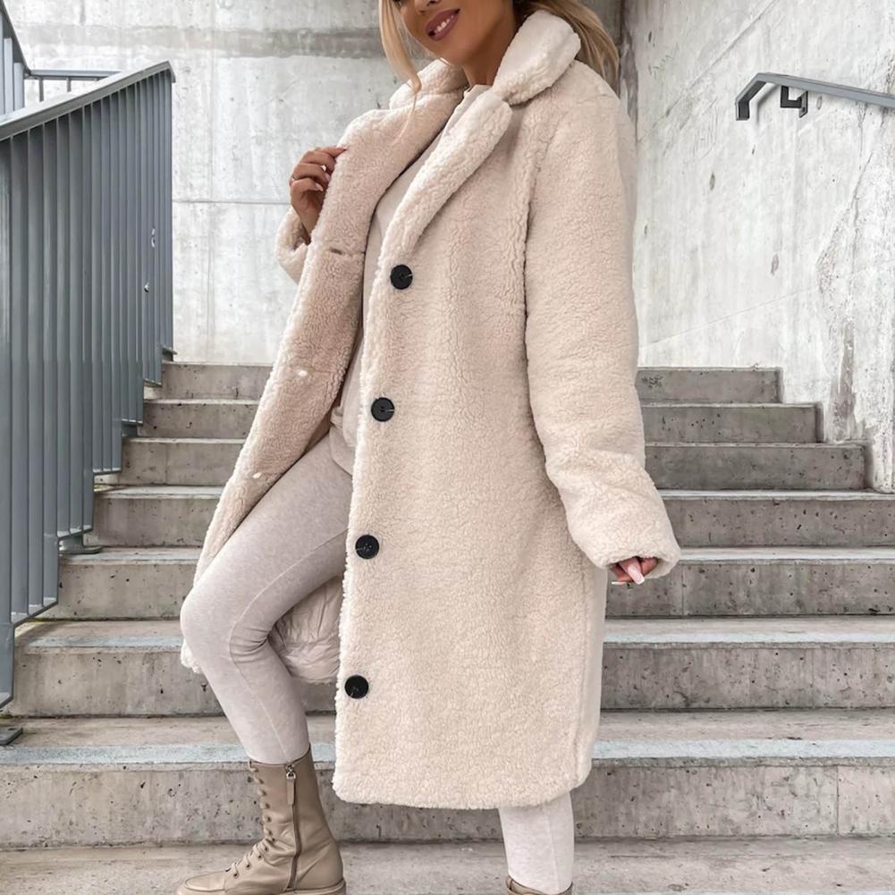 Casaco Longo De Pelúcia Outono E Inverno Mulher