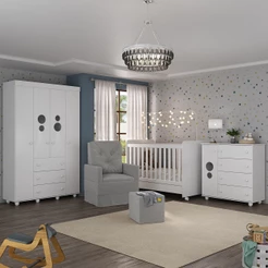 Quarto Completo com Colchão, Poltrona de Amamentação e Puff Pimpolho Multimóveis MP4103