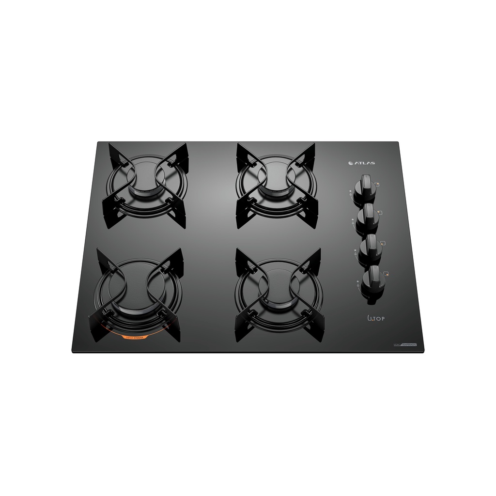 Cooktop 4 Bocas Preto com Mesa de Vidro Atlas U Top Bivolt - Home Appliances