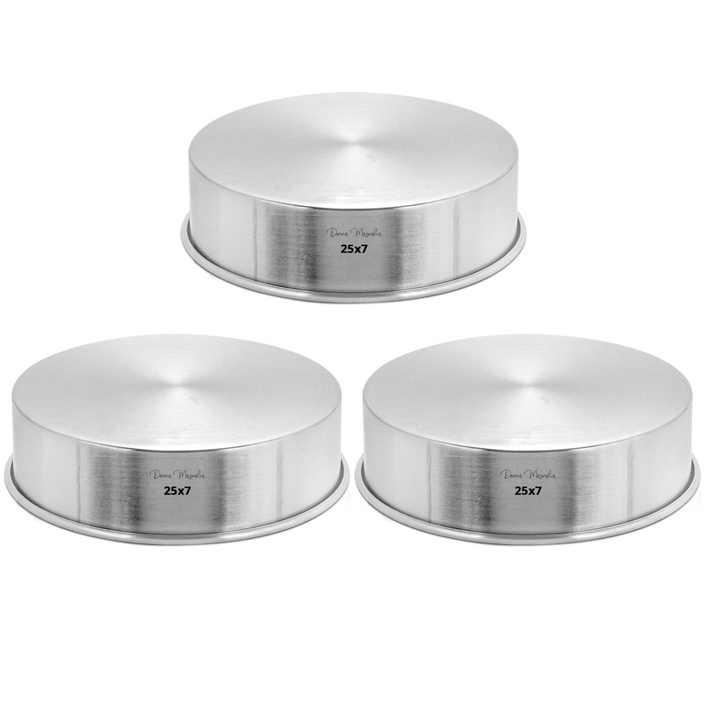 KIT 3 (TRES) Forma Assadeira Bolo Cake REDONDA 25 x 7 Alumínio Donna Magnólia H84 em Oferta na Shopee