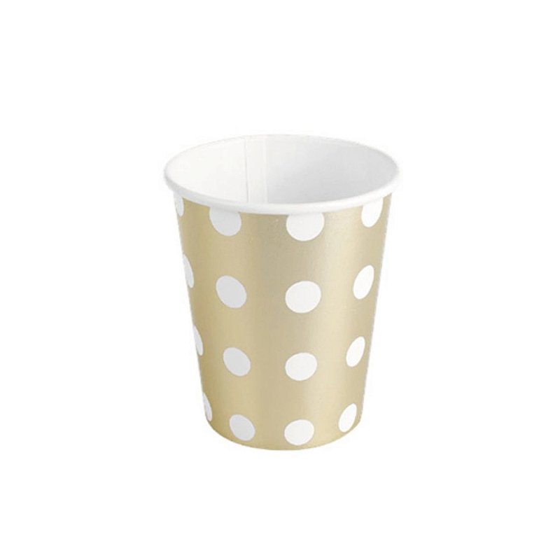 Copo de papel Poa Dourado Biodegradável- 10 un - 270 ml - Silver Festas - Home & Living