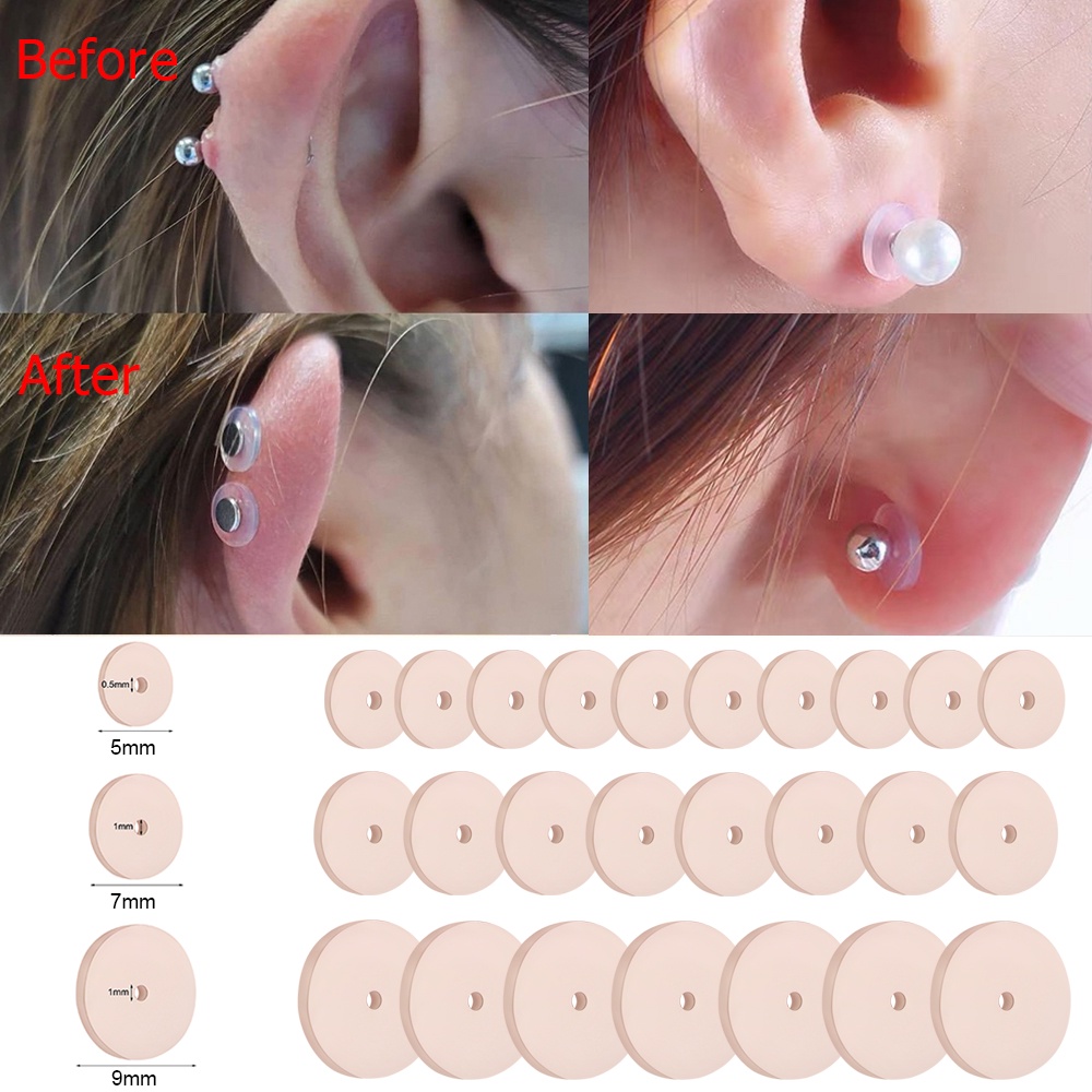 6-200pcs/lot Silicone Nopull Piercing Healing Discs Anti Hiperplasia Flexível Para A Parte De Trás Dos Brincos-Invaginatio Macio em Oferta na Shopee
