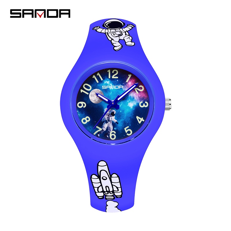 Sanda Relógio De Quartzo Luminoso De Cor Sólida Para Crianças Astronauta Moda Exterior À Prova D'água SD6098-18
