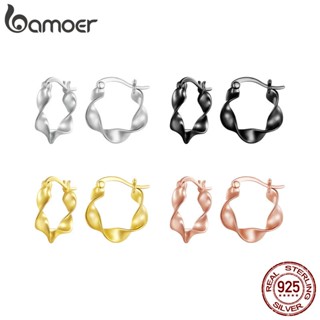 Bamoer 925 Sterling Silver 4 Colors Brincos De Torção Jóias Simples Para Mulheres