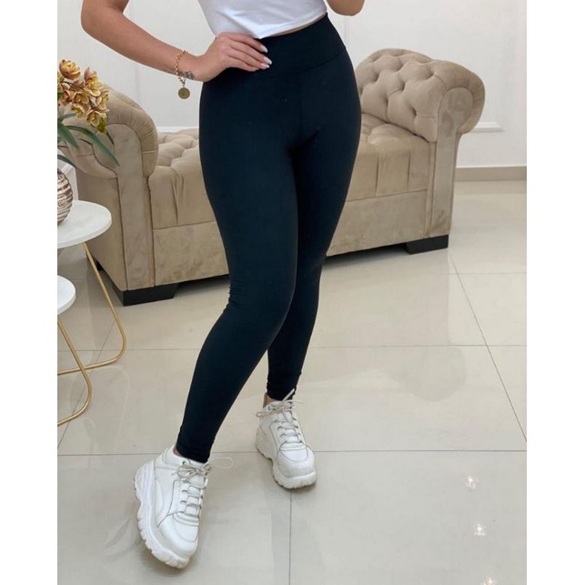 Calça legging leg legue preta feminina cós alto não fica transparente Costura reforçada suplex academia yoga fitnes