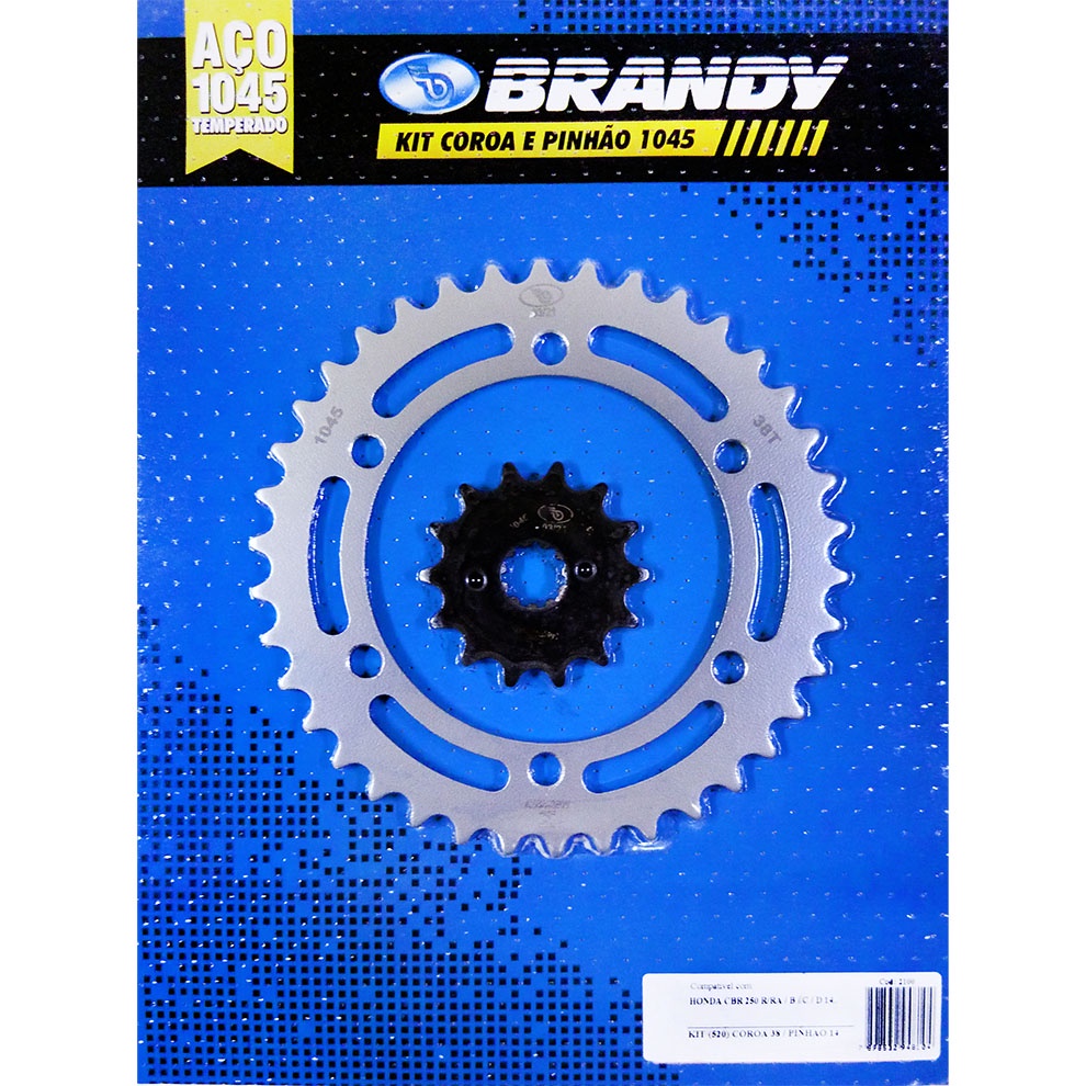 Kit Relação para Moto Honda CBR 250 R/RA / B / C / D 2014 Em Diante Sem Corrente - Brandy