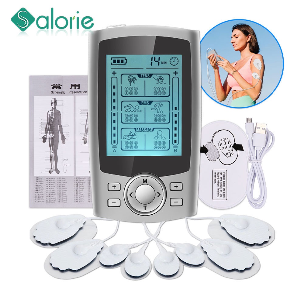 Salorie Dual Channel Portable 36 Modos De Carregamento TENS Instrumento De Massagem Muscular EMS Terapia Meridiana Digital em Oferta na Shopee
