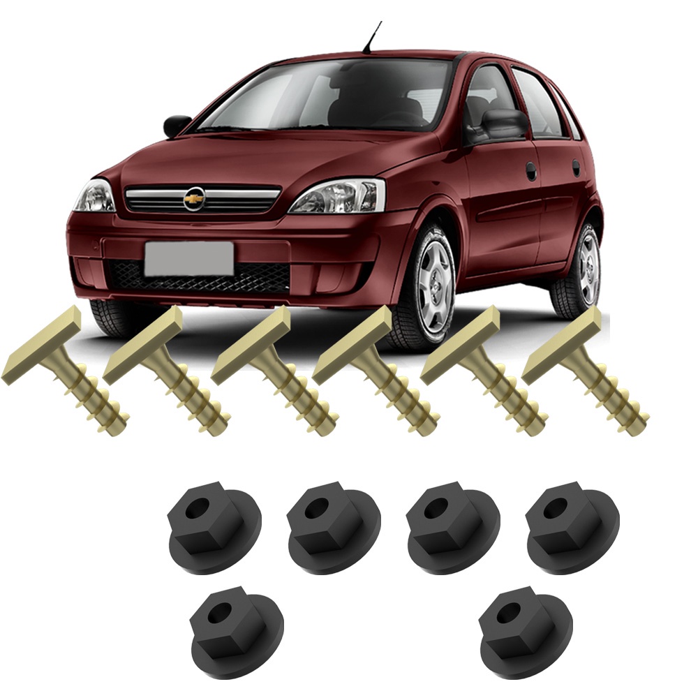 Kit Parafusos e Porcas Para Moldura do Paralama Dianteiro Corsa Hatch Joy Maxx Premium SS 2002 2003 2004 2005 2006 2007 2008 2009 2010 2011 2012