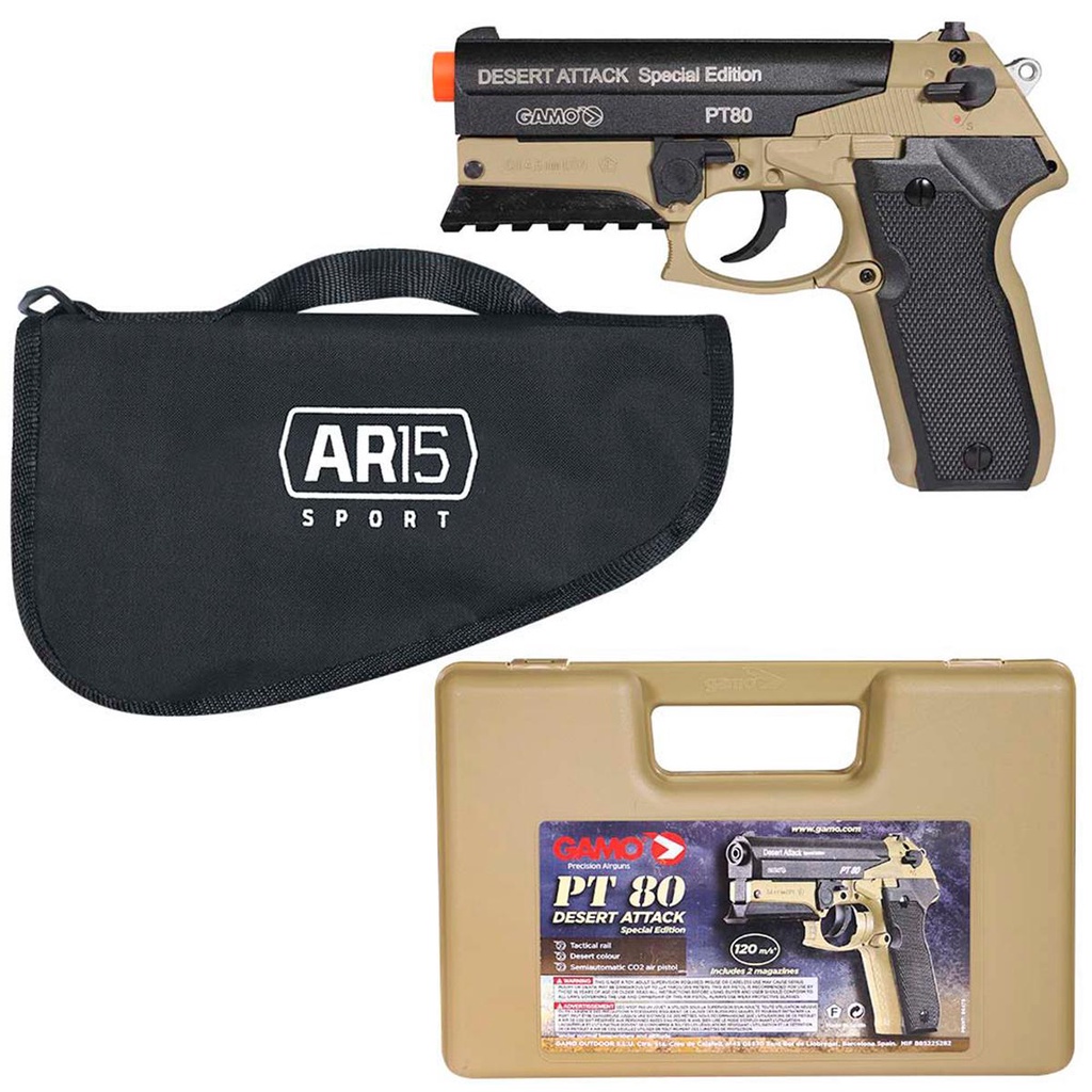 Pistola Pressão Gamo PT-80 Desert Attack 4.5mm em Oferta na Shopee